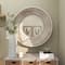 35" Cream Wooden Framed Wall Mirror with White Wash Effect